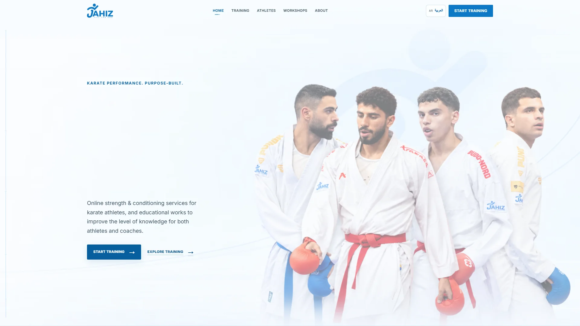 English JAHIZBYyoi homepage with athlete-led layout
